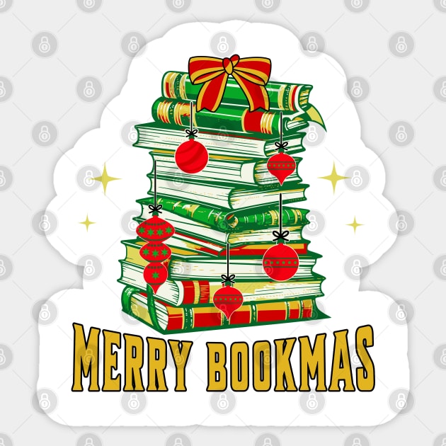 Merry Bookmas Gold Stack of Books Sticker by TeaTimeTs